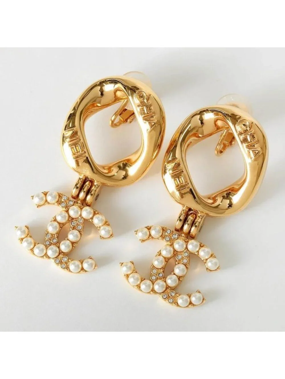Chanel Faux Pearl Earrings